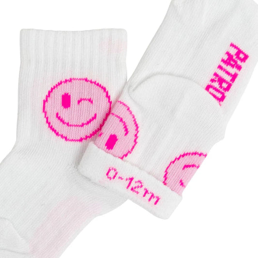 Patron Zwinkersmile Sportsocken pink auf weiss
