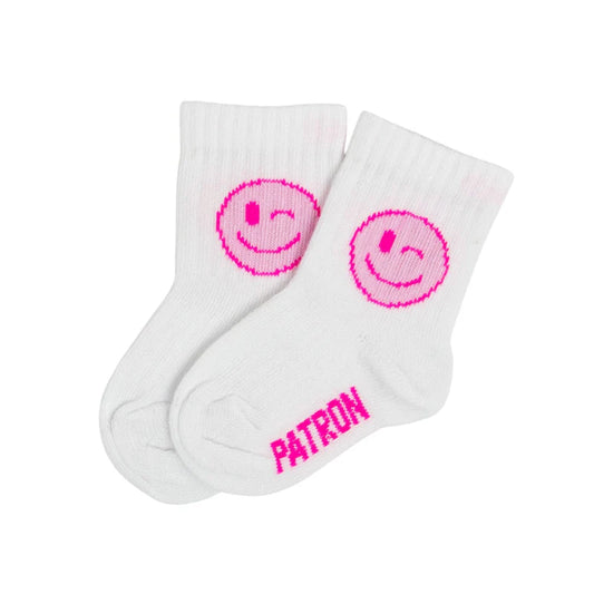 Patron Zwinkersmile Sportsocken pink auf weiss