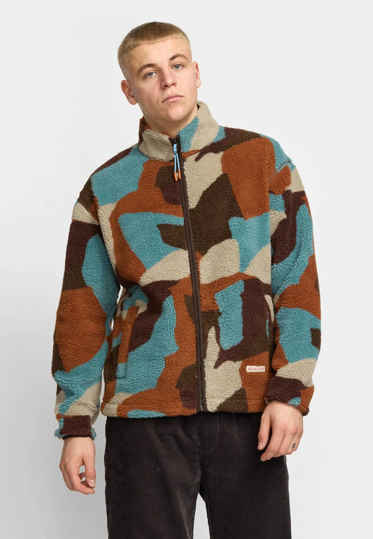 Revolution Printed Teddy Jacket in Braun