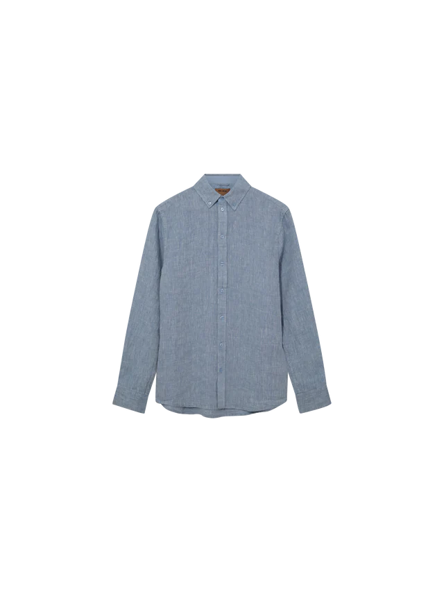 Mos Mosh Gallery MMGTheo Linen Shirt in Light Blue Melange