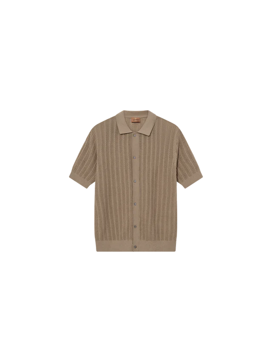Mos Mosh Gallery MMGDario Button SS Polo Knit in Dune
