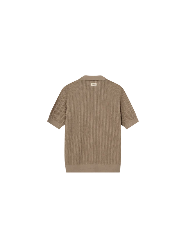 Mos Mosh Gallery MMGDario Button SS Polo Knit in Dune