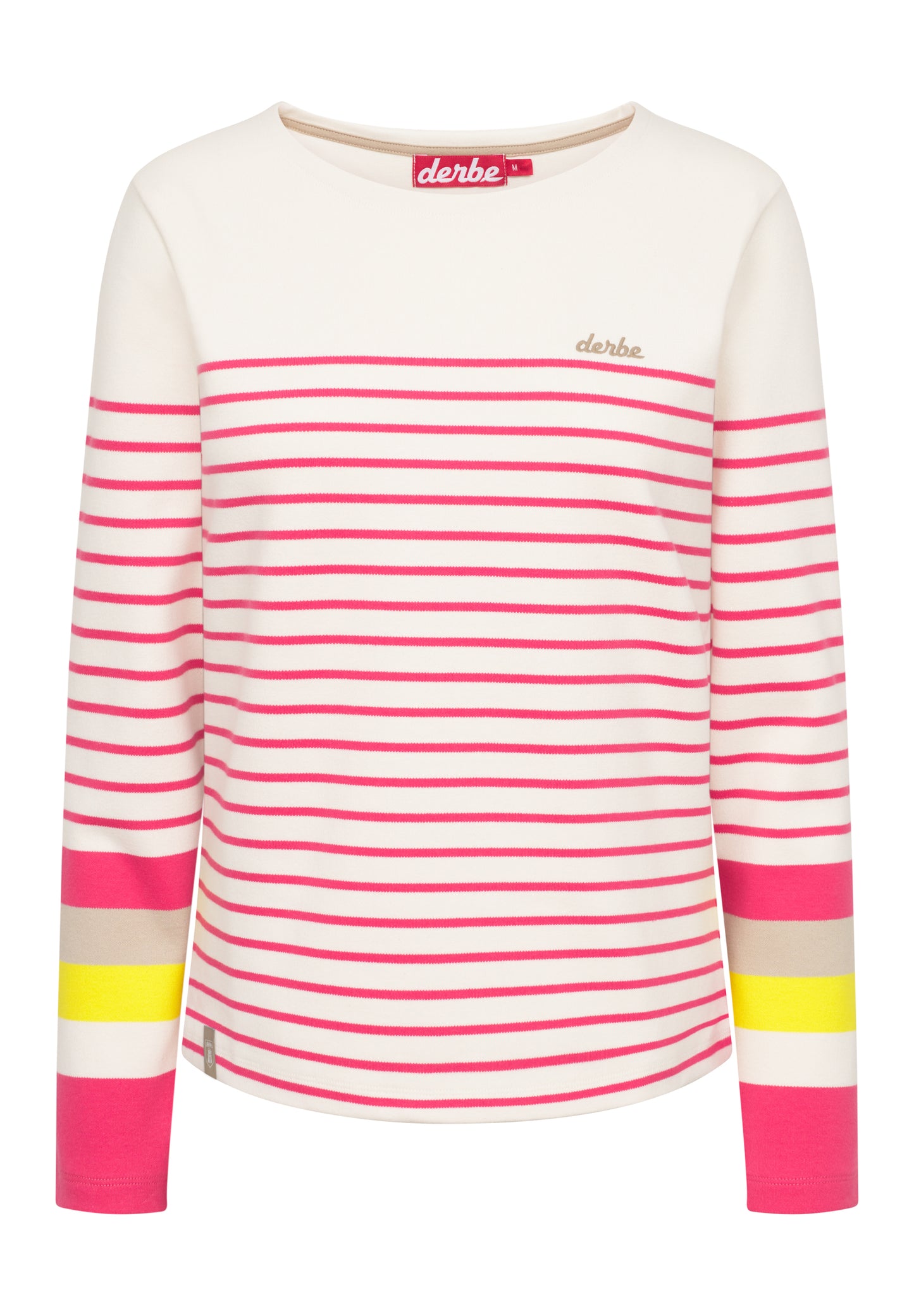Derbe Hamburg Interstriped Damen T-Shirt in off white/azalea