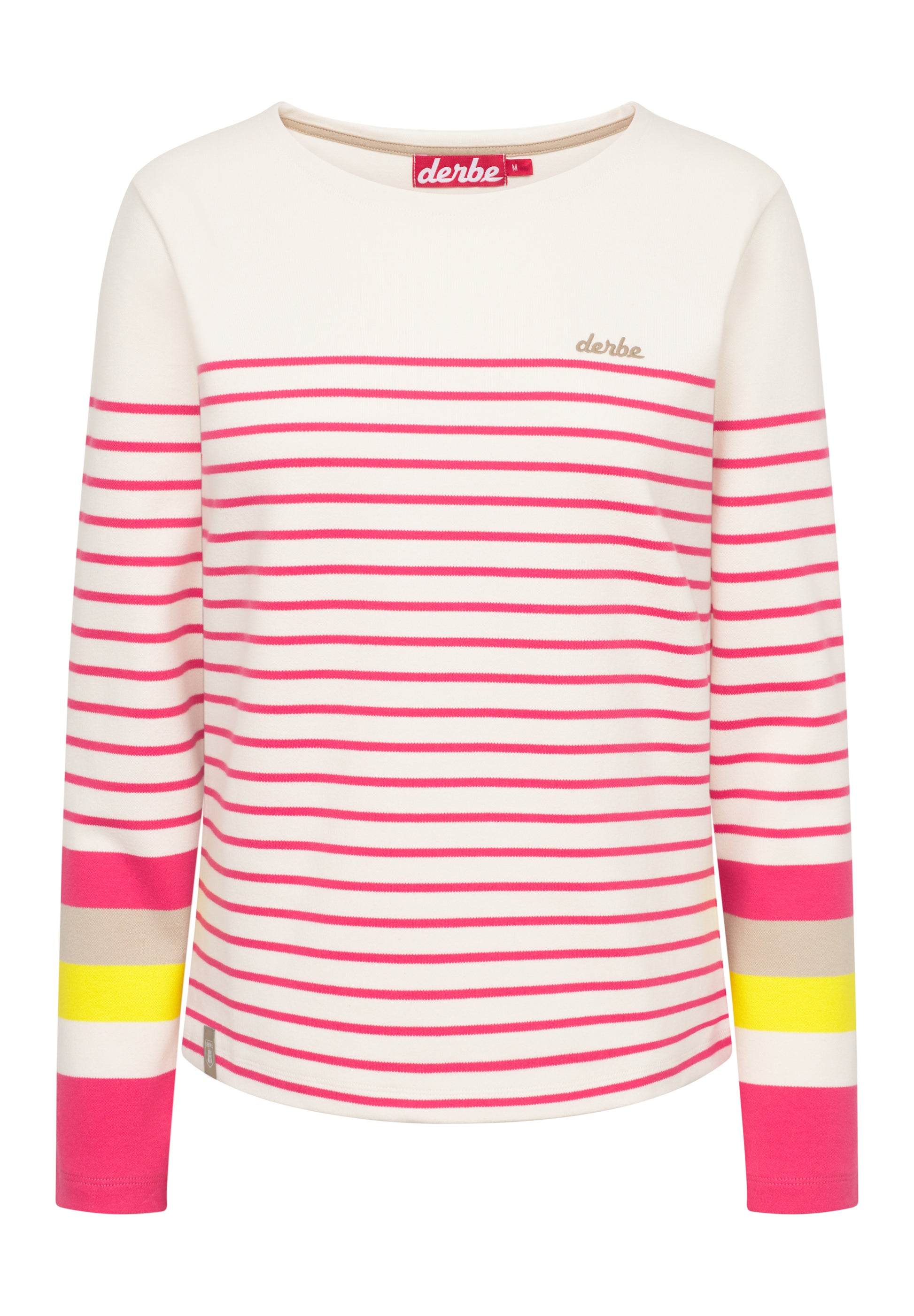 Derbe Hamburg Interstriped Damen T-Shirt in off white/azalea
