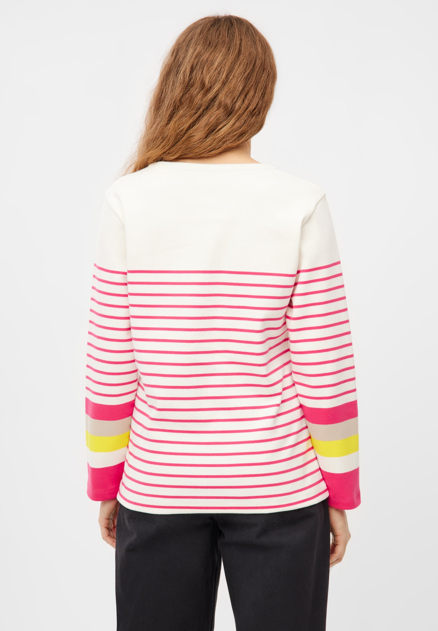 Derbe Hamburg Interstriped Damen T-Shirt in off white/azalea