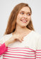 Derbe Hamburg Interstriped Damen T-Shirt in off white/azalea