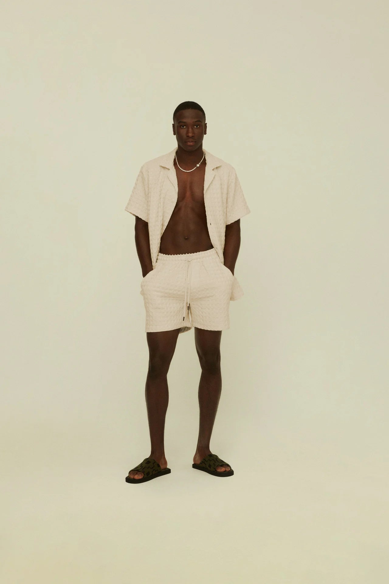 OAS Ecru Porto Waffle Shorts