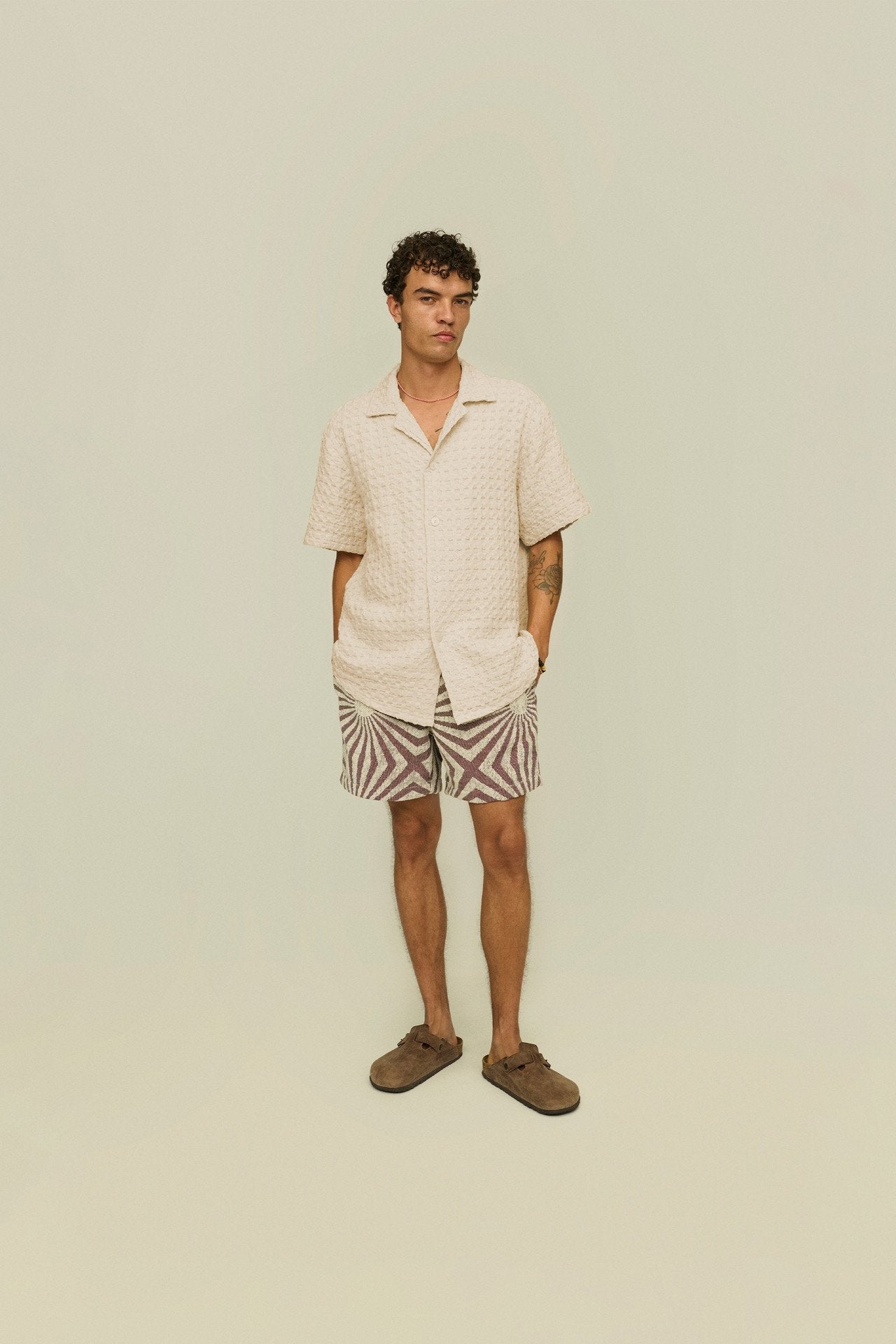 OAS Ecru Cuba Waffle Shirt