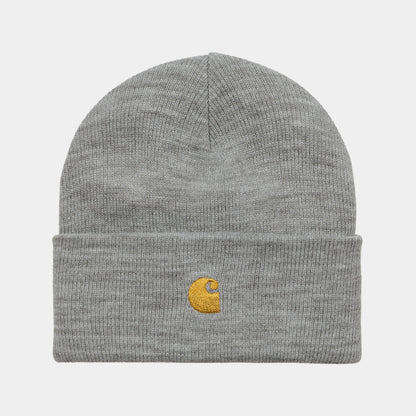 Carhartt Wip Chase Beanie FW24 in Grey Heather/Gold