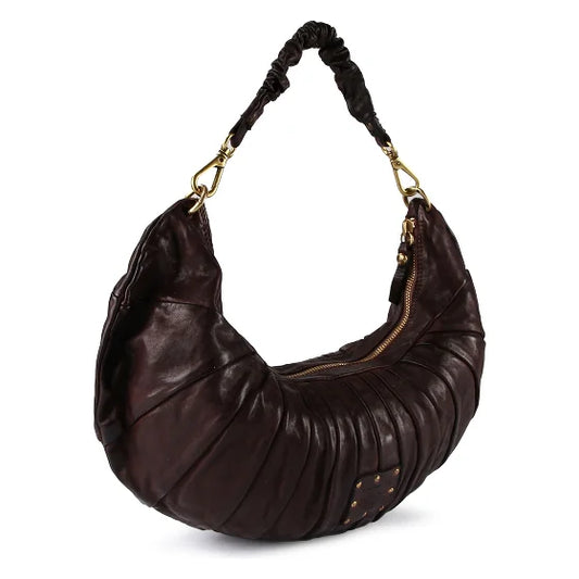 Campomaggi Luna L - Shoulder Bag In Cowhide Leather Dyed With Pleats