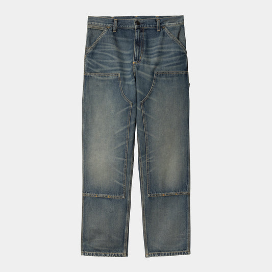 Carhartt WIP Double Knee Pant Pre Summer 2025 in Blau/worn used wash