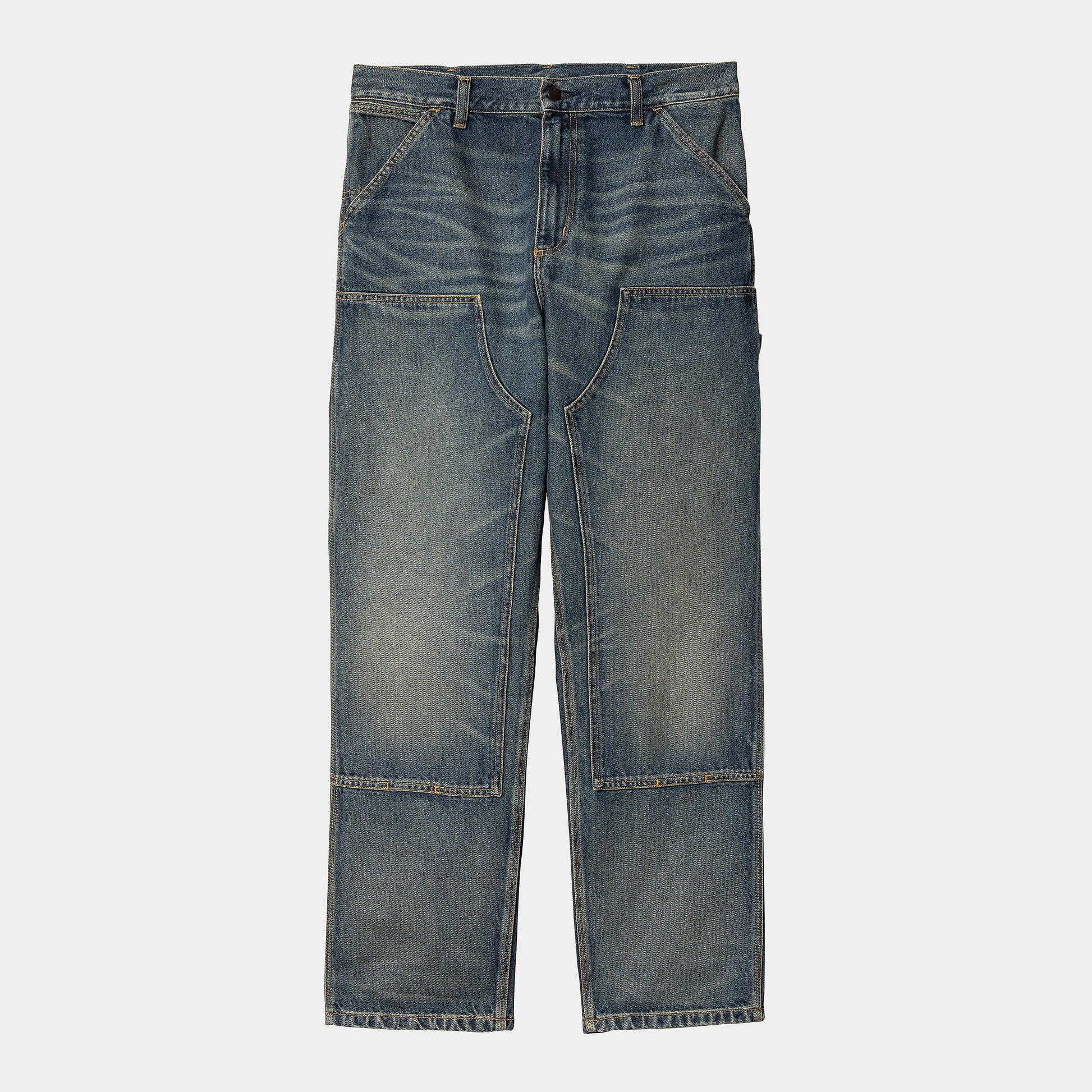 Carhartt WIP Double Knee Pant Pre Summer 2025 in Blau/worn used wash