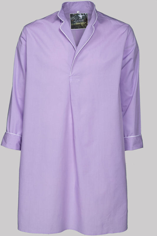 P.Le Moult NIGHT-SHIRT Colour﹢Piping Cotton-Popeline in Lavendergray/Grau