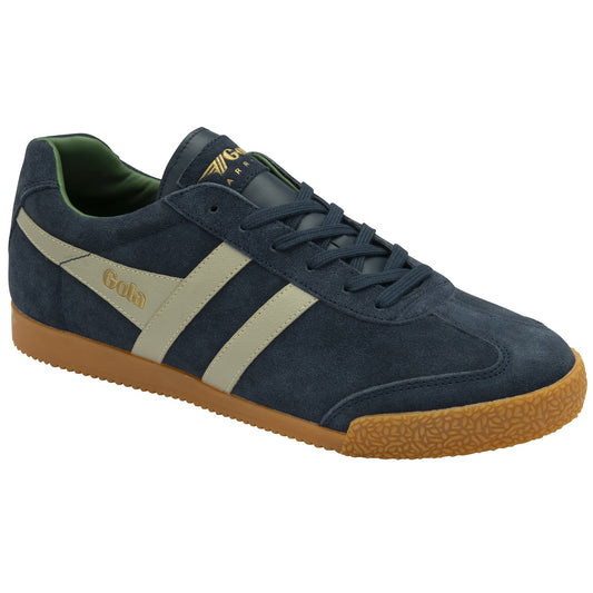 Gola Harrier Suede additional colors in NVY/FEATHER GREY/EVERGREEN
