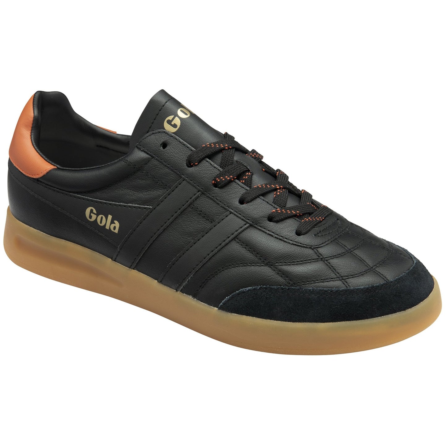 Gola Men Stadia Leather in Schwarz/Moody Orange/Gum