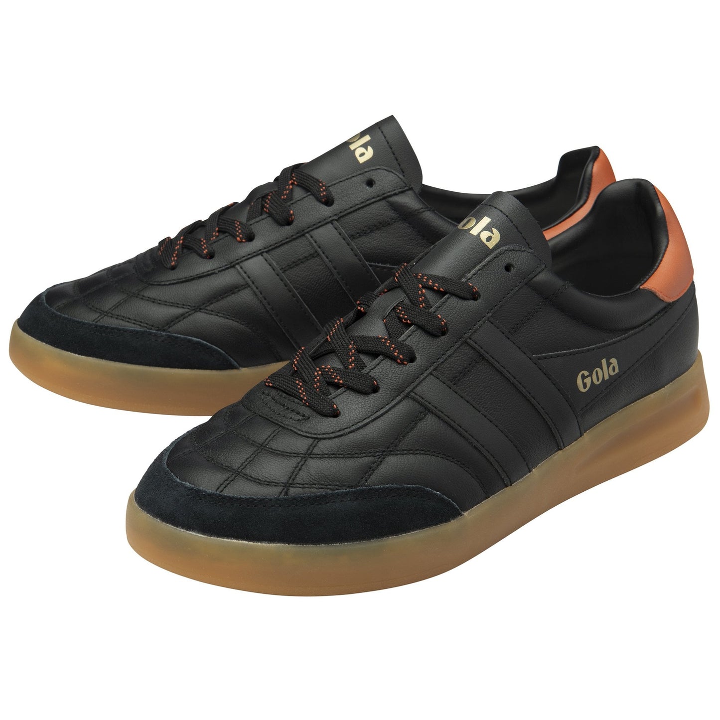 Gola Men Stadia Leather in Schwarz/Moody Orange/Gum