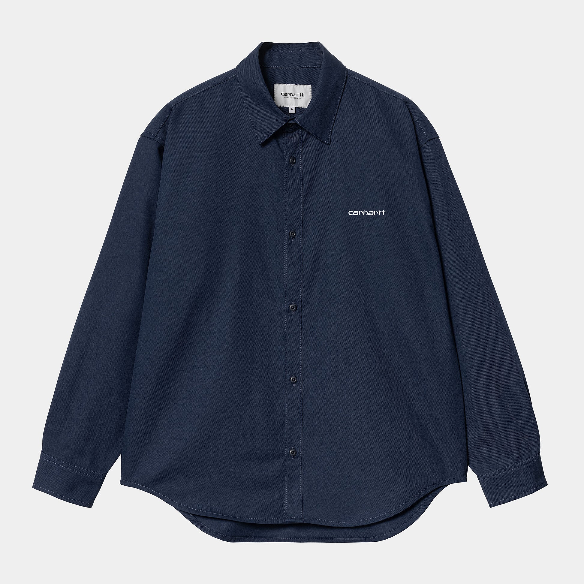 Carhartt Wip L/S Module Script Shirt FW24 in Air Force Blue/Weiß/rigid