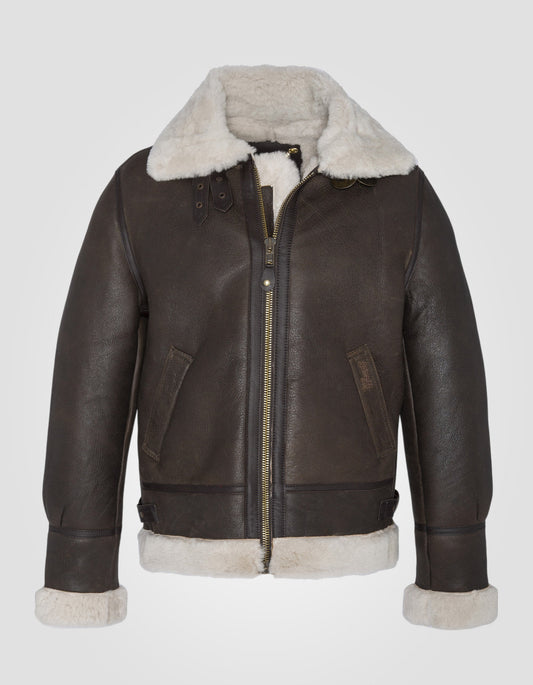 Schott B-3 Bomber jacket LC1259 , sheepskin leather in Dark Brown