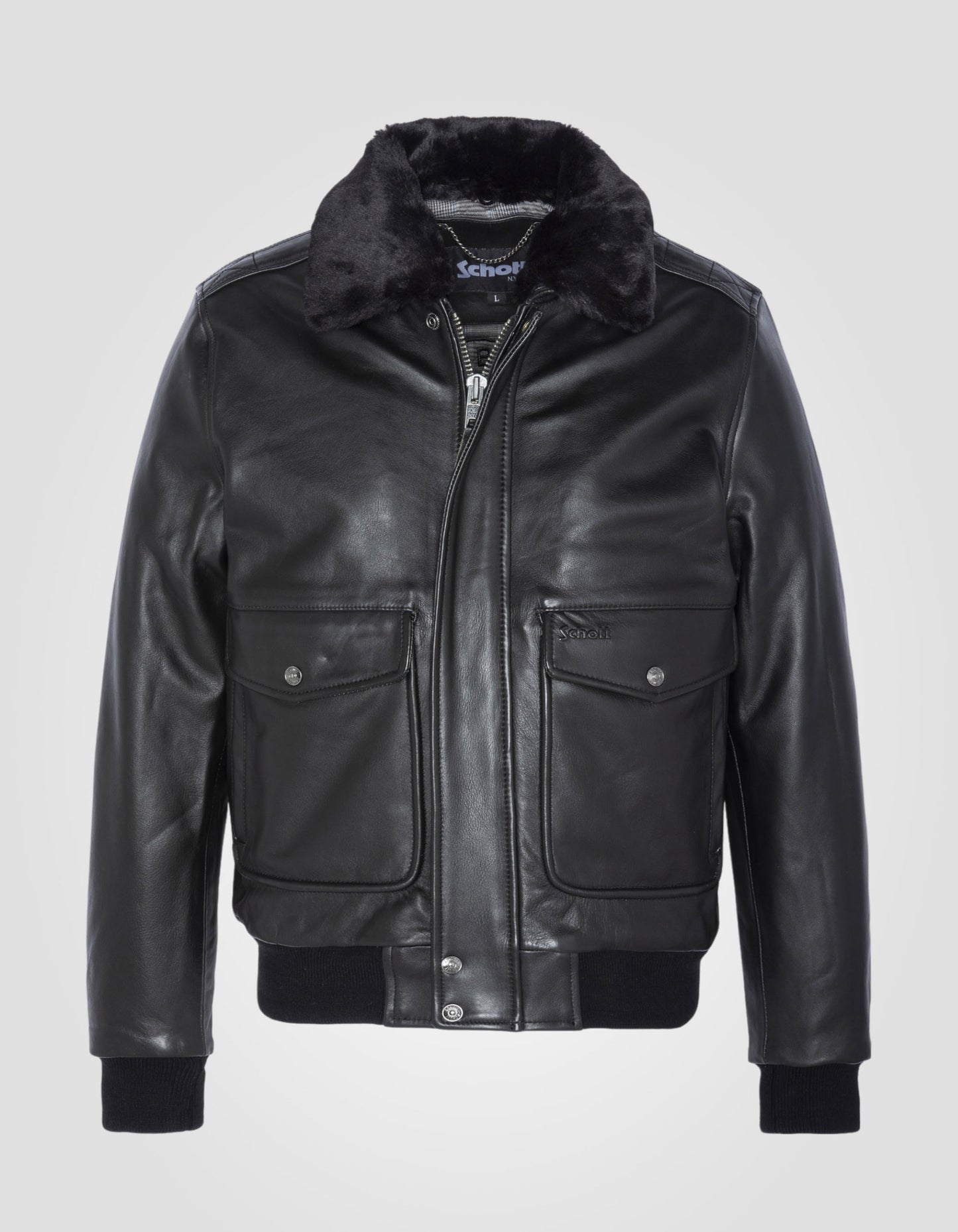 Schott Bomber Leather Jacket LC5331X in Schwarz