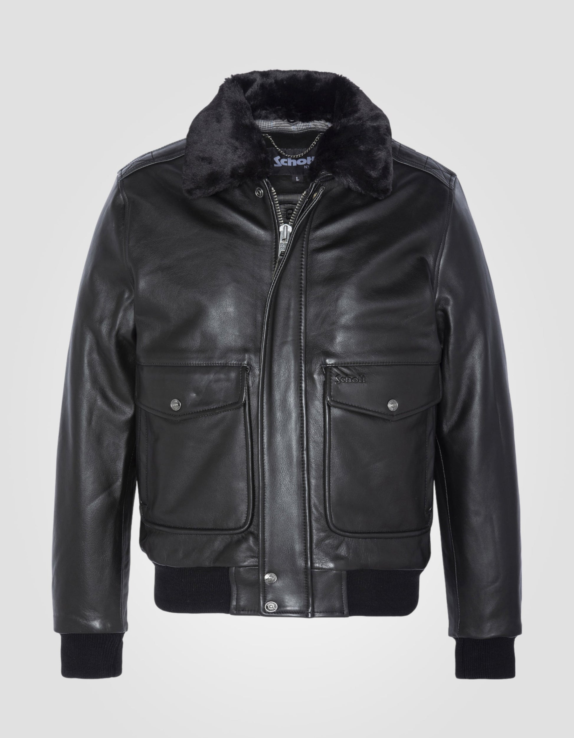 Schott Bomber Leather Jacket LC5331X in Schwarz