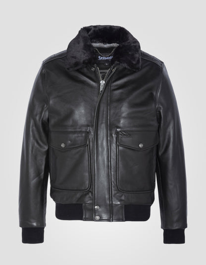 Schott Bomber Leather Jacket LC5331X in Schwarz