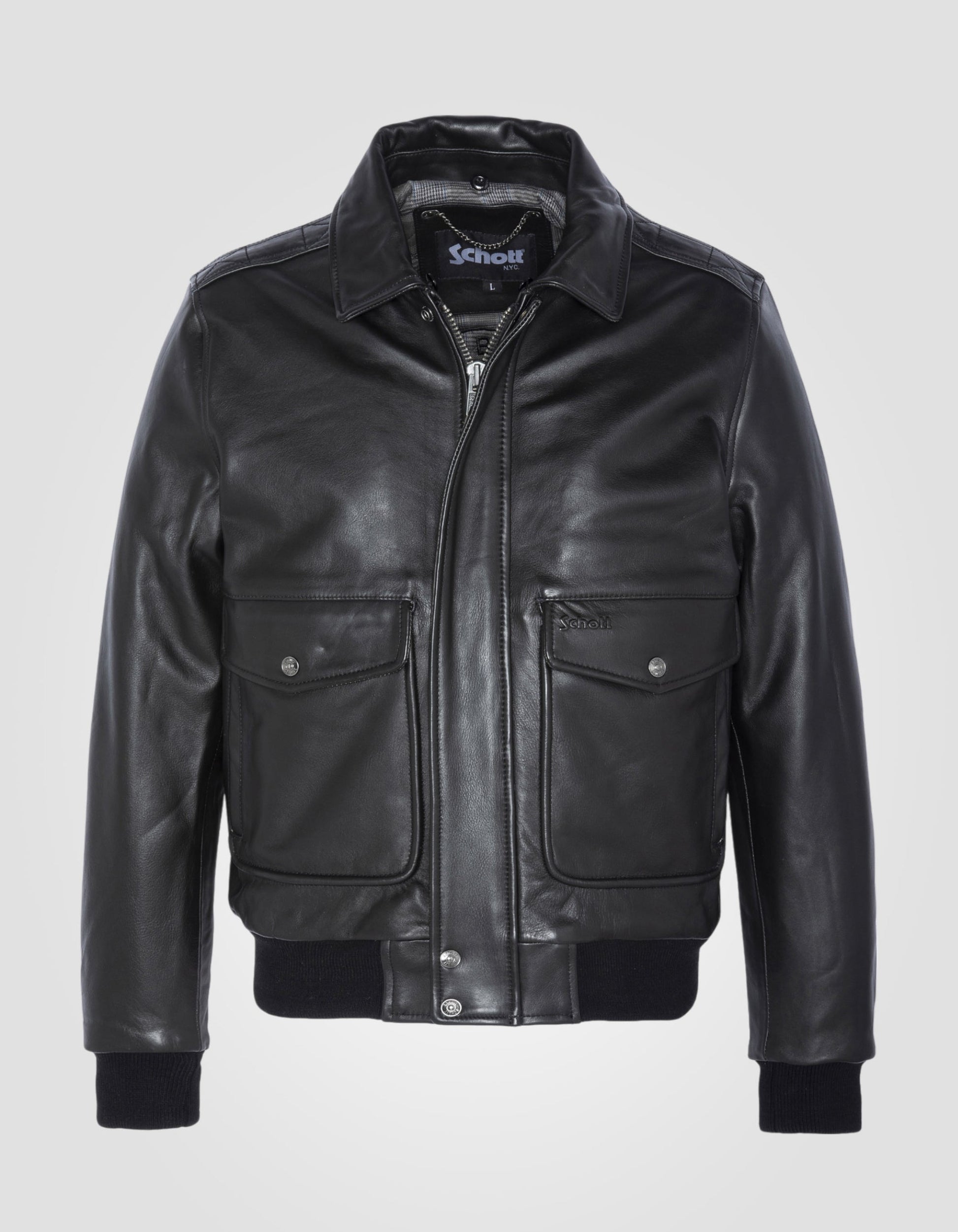 Schott Bomber Leather Jacket LC5331X in Schwarz