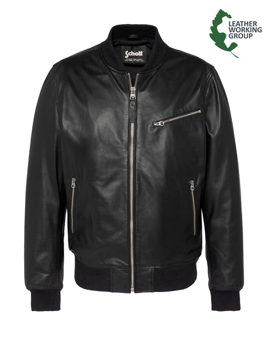 Schott Bomber Leather Jacket with Perfecto Zipper