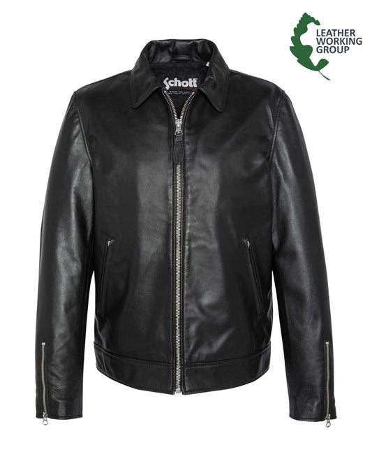 Schott Classic Leather Jacket with Zip Pocket