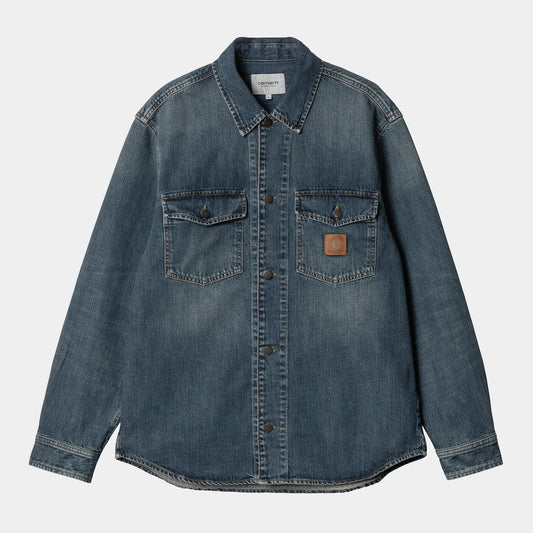 Carhartt WIP Lincoln Shirt Jac Pre Summer 2025 in Blau/worn used wash