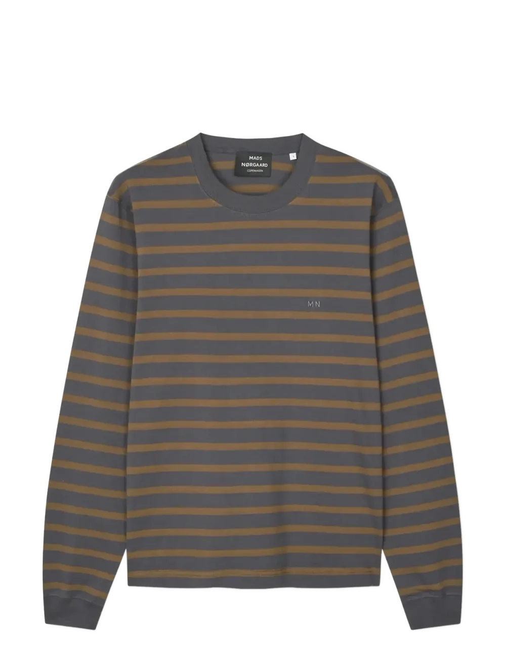 Mads Nørgaard Cotton Jersey Stripe Frode Tee LS hw25 in Asphalt/Beech