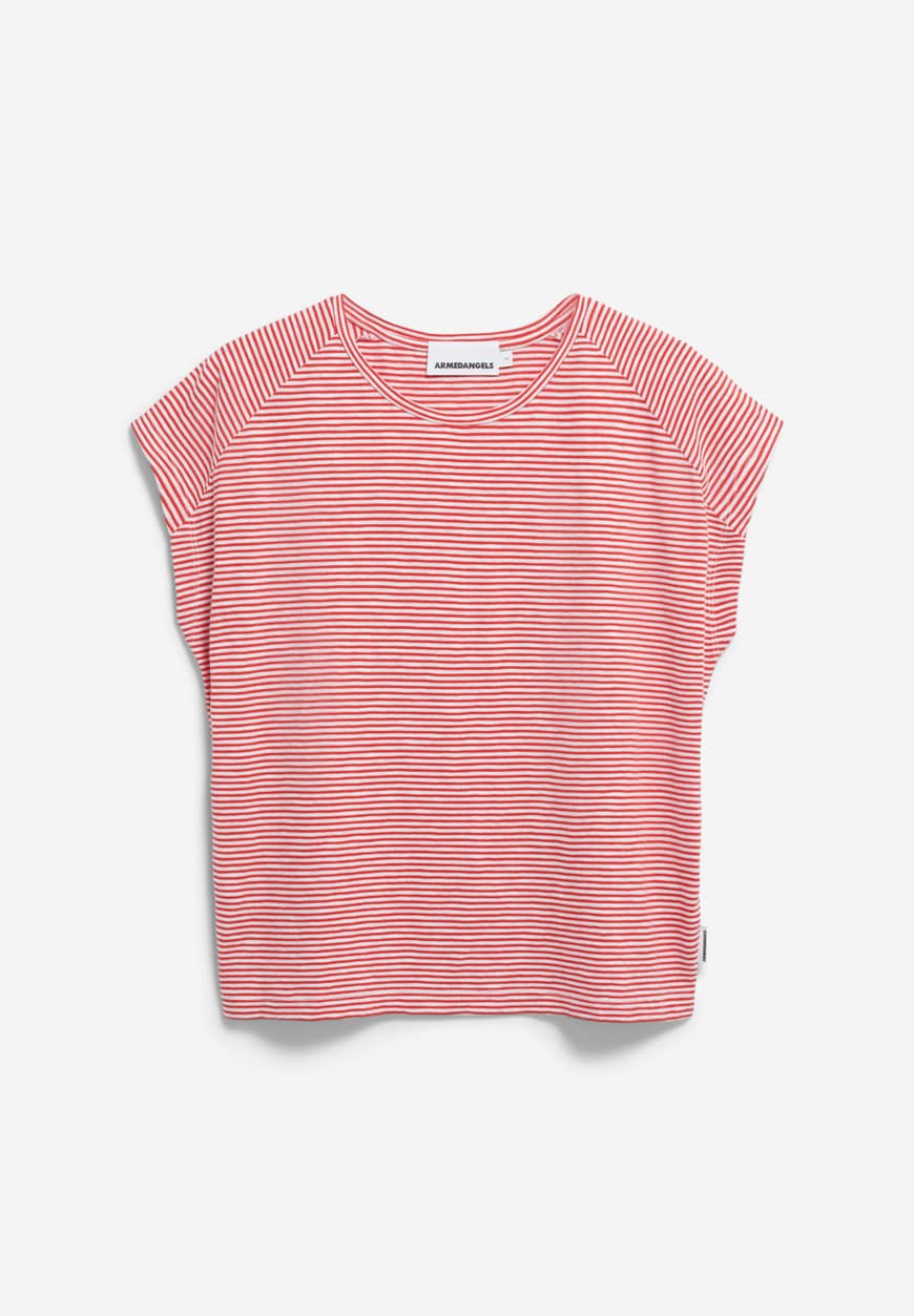 Armedangels ONELIAA LOVELY STRIPES Woman Shirts T-Shirt in oatmilk-coral blush
