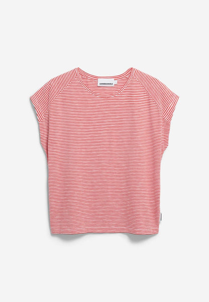 Armedangels ONELIAA LOVELY STRIPES Woman Shirts T-Shirt in oatmilk-coral blush