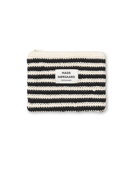 Mads Nørgaard Milli Crochet Stripe Pouch FS25 in Schwarz/Vanilla Ice