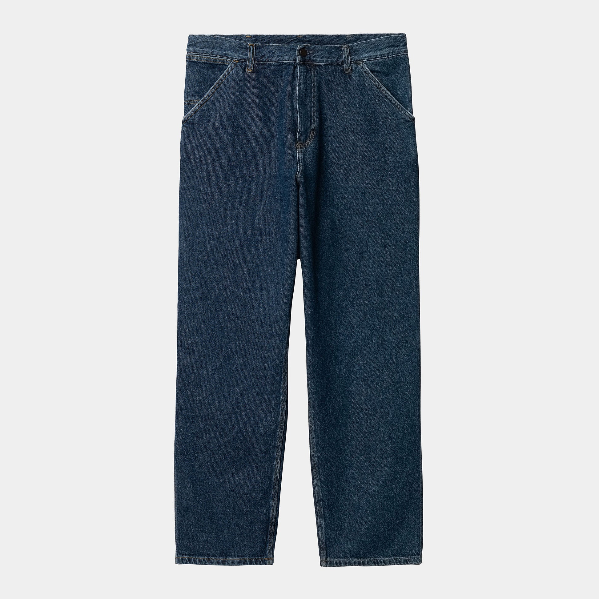 Carhartt WIP Single Knee Pant 100% Cotton Smith Denim Stone Bleached and Stone Wash in Blue Stone Washed