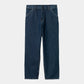 Carhartt WIP Single Knee Pant 100% Cotton Smith Denim Stone Bleached and Stone Wash in Blue Stone Washed