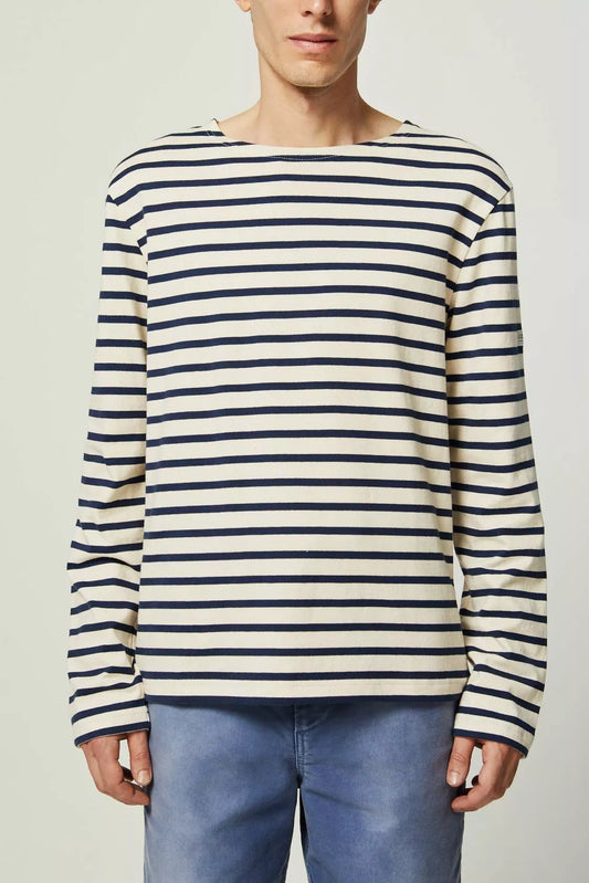 LE MONT SAINT MICHEL THURIN - MARINIERE Longsleeve in Off White/Dunkelblau