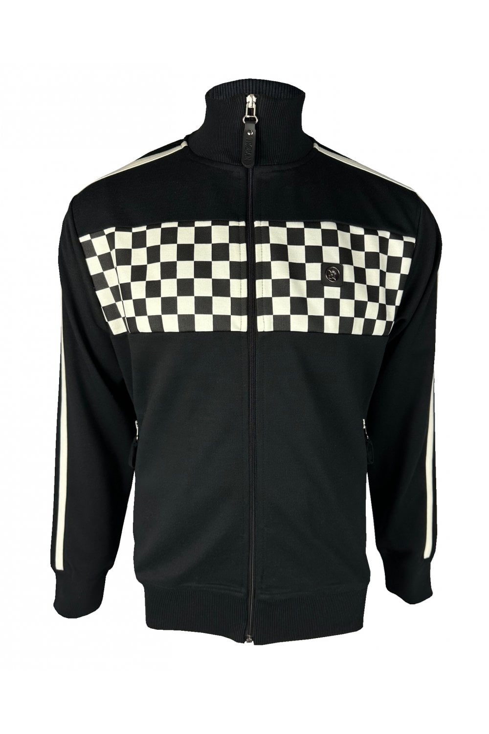 Trojan Chequerboard Track Top TR/9054 in Schwarz