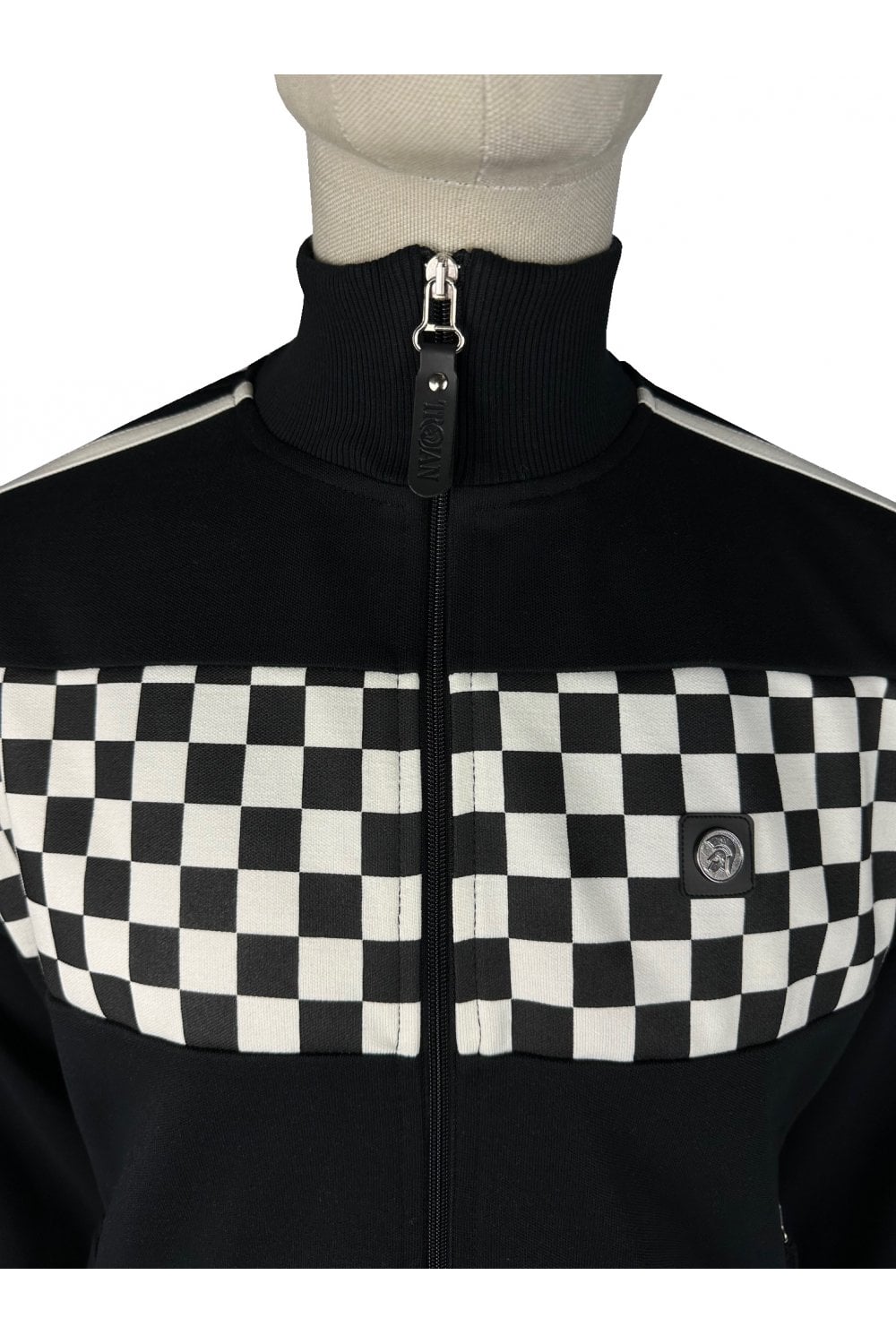 Trojan Chequerboard Track Top TR/9054 in Schwarz