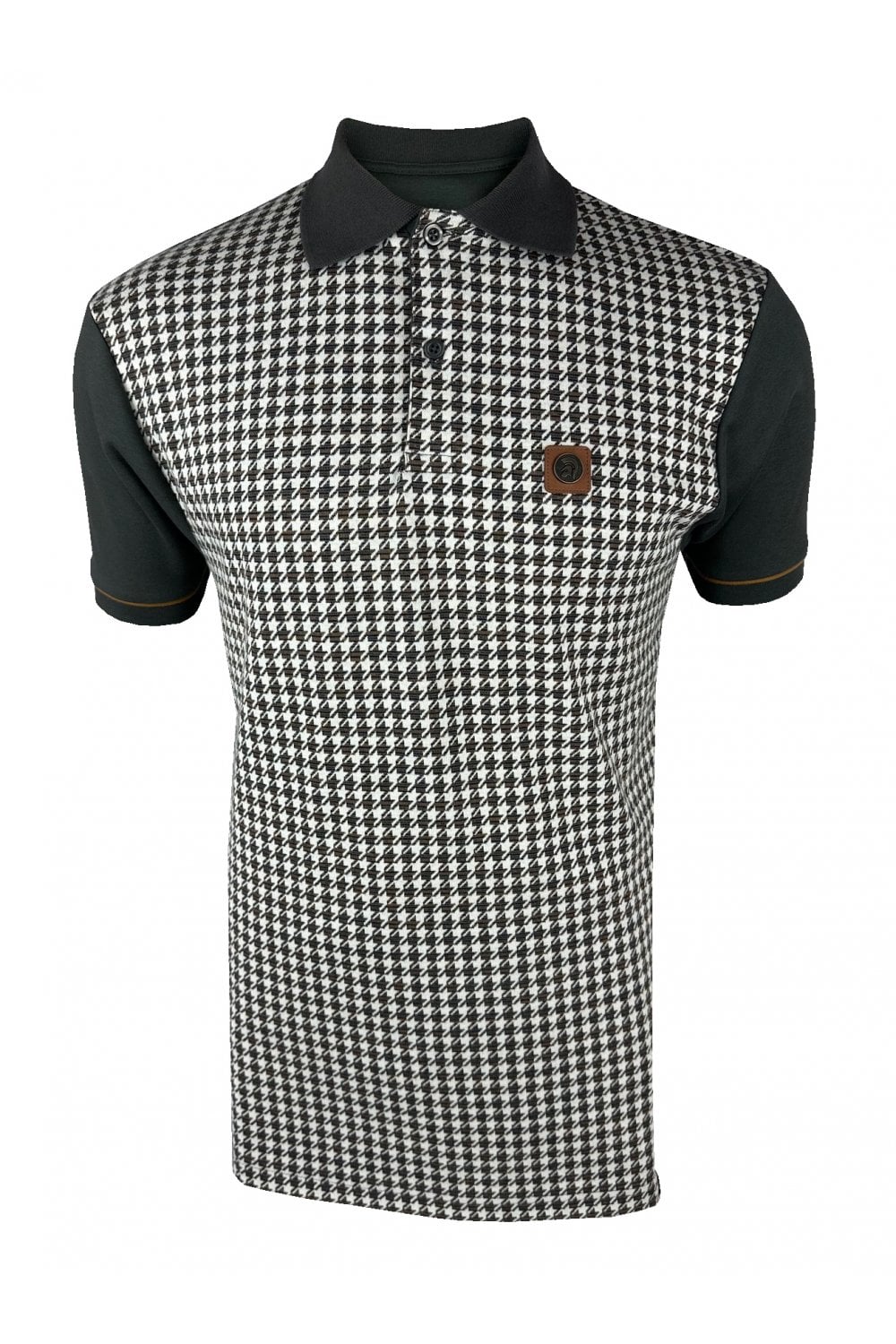 Trojan Houndstooth Panel Polo TR/9020 in Charcoal