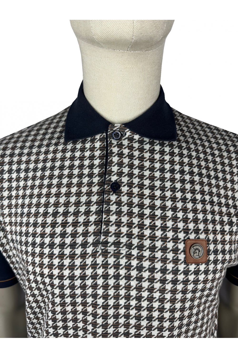 Trojan Houndstooth Panel Polo TR/9074 in Dunkelblau