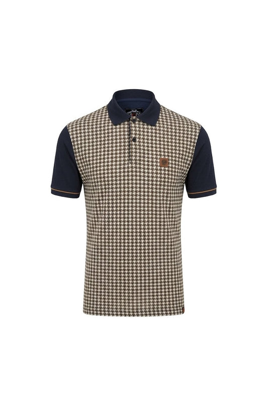 Trojan Houndstooth Panel Polo TR/9074 in Dunkelblau