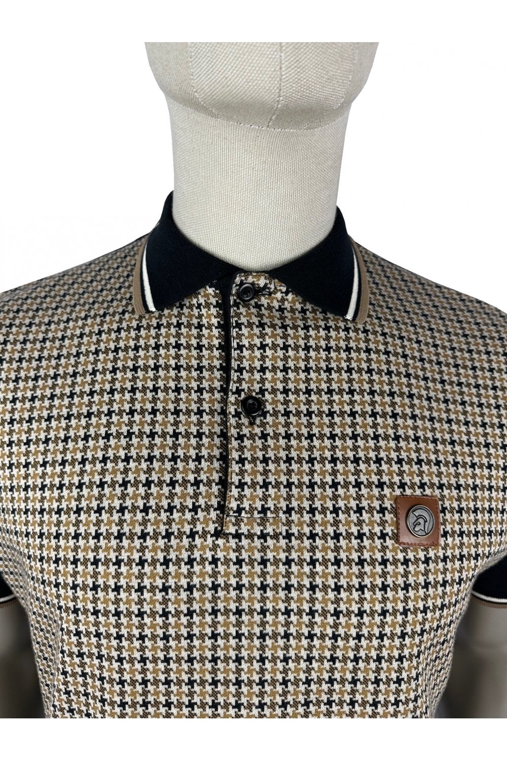 Trojan jacquard houndstooth panel polo TR/8871