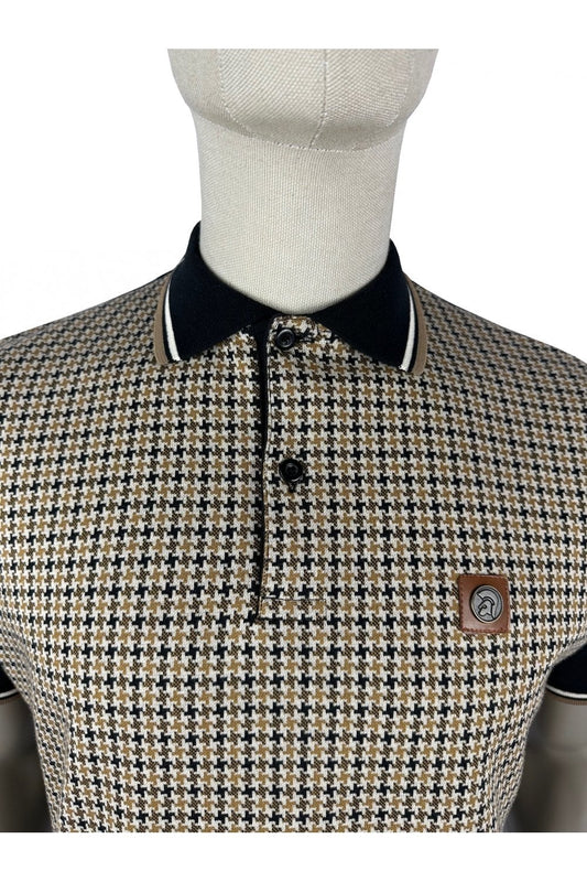 Trojan jacquard houndstooth panel polo TR/8871