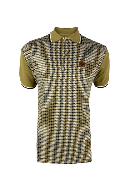 Trojan jacquard houndstooth panel polo TR/8871 in Camel