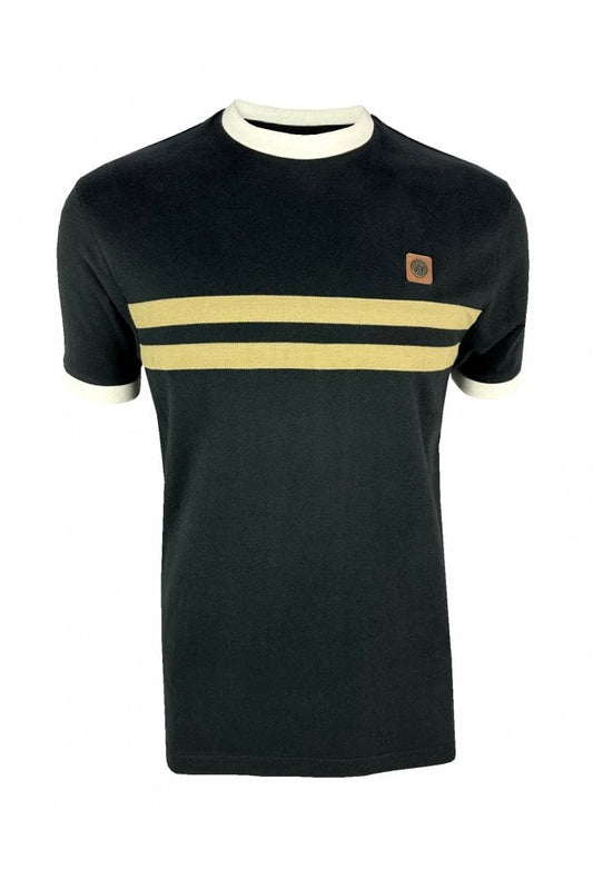 Trojan Laid On Stripe Front Tee TR/8993 in Schwarz