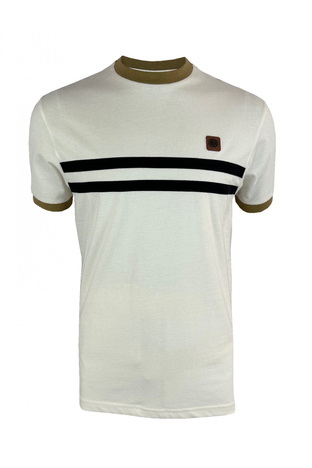 Trojan Laid On Stripe Front Tee TR/8993 in Ecru