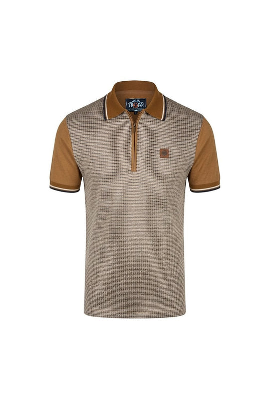 Trojan Mini Houndstooth Zip Panel Polo TR/9071