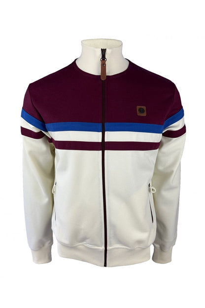 Trojan Panel Stripe Track Top TR/9000 in Ecru