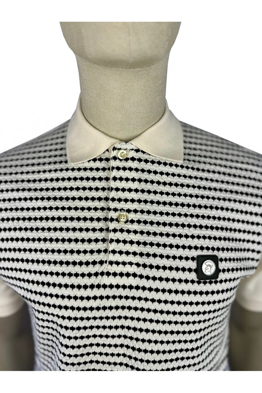 Trojan Textured Stripe Panel Polo TR/8975 in Ecru