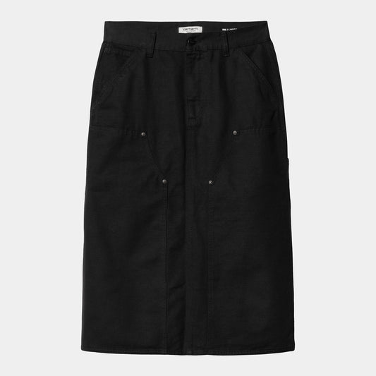 Carhartt Wip W' Double Knee Skirt FW24 in Schwarz/rinsed